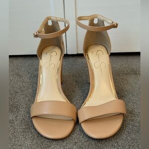 Elegant Jessica Simpson Nude Ankle Strap Heels